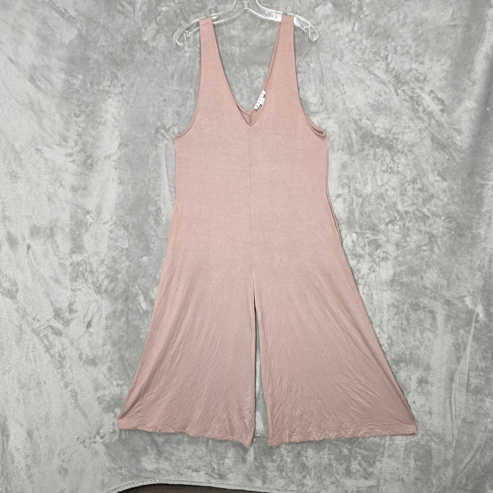 Hyfve Jumpsuit Women L Pink Wide Leg VNeck Sleeveless Pockets Loungewear Stretch